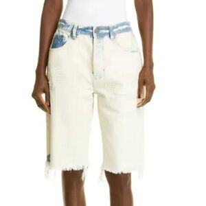 New Oak & Acorn Ninety Three Long Cut Off Frayed Hem Shorts Dipped Indigo 29
